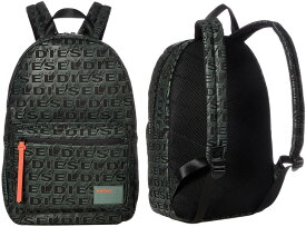 DIESEL ディーゼル リュックサックデイバッグ ナップサックモノグラムブラック×ネオンレッドオールオーバーロゴプリントネオンカラーストラップ＆スクエアタグロゴエフディスカバーブラック カバン バック