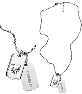 DIESEL fB[[Wv[gy_glbNX̃uCu}OCuShbO^Ov[g Vo[`F[ANZT[ 3DqJPENDANT NECKLACE WDOGTAG PLATE