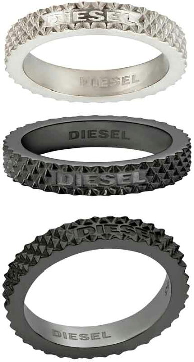 楽天市場】DIESEL ディーゼル リングロゴ刻印ガンメタブラック 
