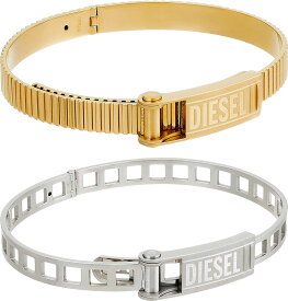 DIESEL レザーブレスレットディーゼル ロゴプレートラダースタックブレス シルバー ゴールドシルバーステンレススチールフォールドオーバークラスプアクセサリー 男女兼用 メンズ レディース 00DJW STAINLESS STEEL FOLD OVER CLOSURE STACKBRACELET