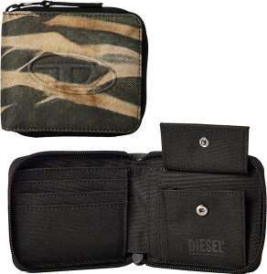 DIESEL ディーゼル ラウンドファスナー小銭入れ付き二つ折り財布オリーブカーキグリーン×ゼブラ迷彩 ブラックエンボスDロゴ ミリタリーカモフラージュZIPPYWALLET HIRESHSMALL ZIPPIT2285OLGNZEBRA さい