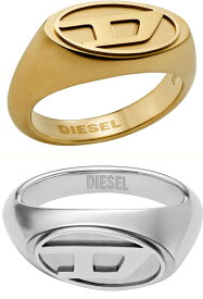DIESEL ディーゼル 指輪メンズ レディース オーバルDトツロゴリングシルバー ゴールドメンズ レディース ロゴリングシグネットリング ラグジュアリアクセサリー