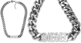 DIESEL ディーゼルレターロゴプレート喜平チェーンネックレスブラックトーンシルバーチェーンDロゴロブチャームスタークラスプステンレススチールチョーカーネックレスメンズ レディース ユニセックスアクセサリー PENDANT NECKLACE