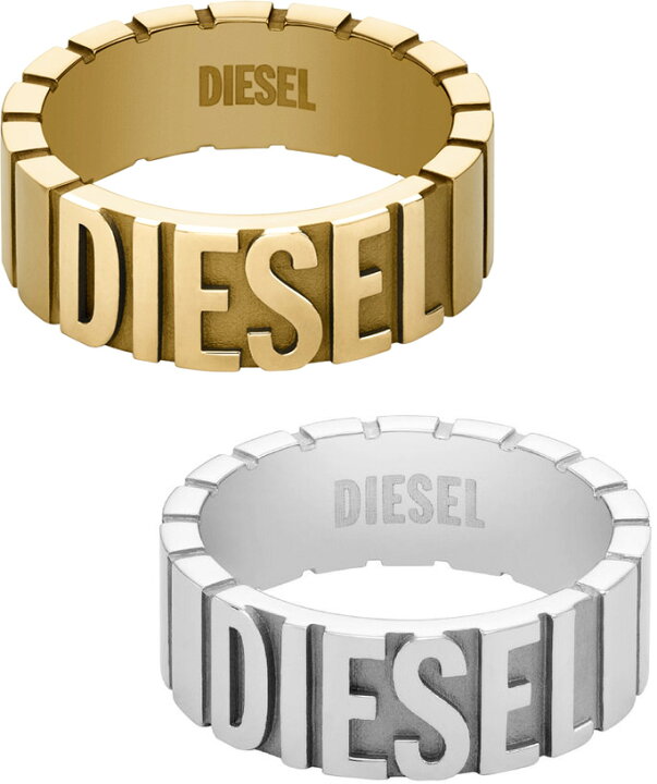 楽天市場】DIESEL ディーゼル 指輪立体ロゴ シルバーリング ゴールド 