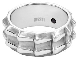 DIESEL ディーゼル 指輪立体スケールシルバーリング インサイドグレイビングロゴクロコダイールのウロコのようなゴツゴツしたデザインアクセントメンズ レディース ロゴリングSTAINLESS STEEL