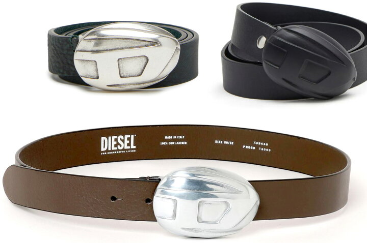 楽天市場】DIESEL ディーゼルメンズ レザーベルトメタルプラークDロゴ  