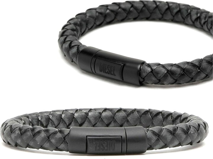 楽天市場】DIESEL 編み込みレザーブレスレットディーゼル ロゴ入り 