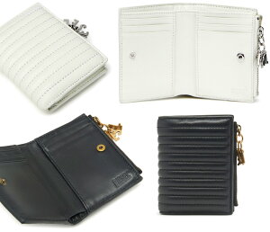 DIESEL ディーゼル レディース メンズファスナー小銭入れ付き二つ折り財布キルティングレザー コンパクトウォレットレタリングロゴスライダーチャームブラック ホワイト 羊革ユニセックス