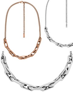 DIESEL ディーゼル ペンダントネックレスメンズ レディース Dロゴリンクチェーンネックレスプレーティング シルバー ブロンズ アクセサリーバーブドDロゴインターロッキングリンク男女兼用