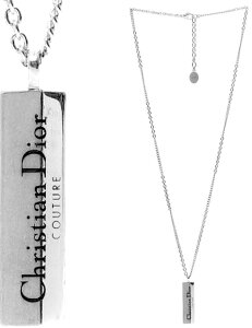 Dior HOMME �f�B�I�[���I���V���o�[�h�b�O�^�O���^���o�[���S�v���[�g�N�`���[���J�b�g�y���_���g�l�b�N���X�u���b�N���W�����S �V���o�[�`�F�[��COUTURED992SL PENDANTNECKLACEChristian Dior �N���X�`