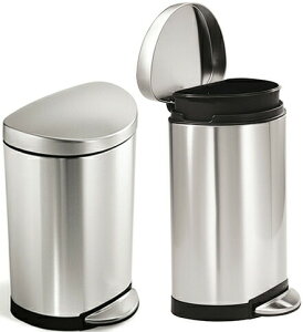ごみ袋の入れ替えが簡単インアーボックス付きセミラウンドステップカン6リットル 10リットル コンパクトサイズステンレスシルバー6L 10Lペダルカン simplehumanシンプルヒューマン ダストボッ