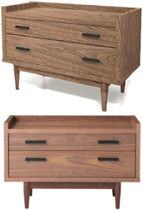 ウッドチェスト ローボードメイクポーチやアクセサリー、大事なものを収納棚 木製机 ブラウン 電話台ウォールナット突板リビングクローゼット タンス 箪笥北欧 ミッドナイトセンチュリー