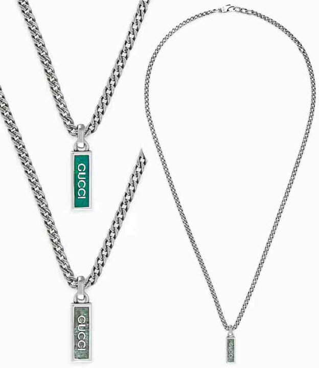 楽天市場】GUCCI グッチ ペンダントネックレスエナメルターコイズブ  