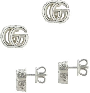 GUCCI Ob` fB[XsAX_uGsAX ANZT[ X^[OVo[PIERCE IN STERLING SILVER GGMARMONT EARINGS