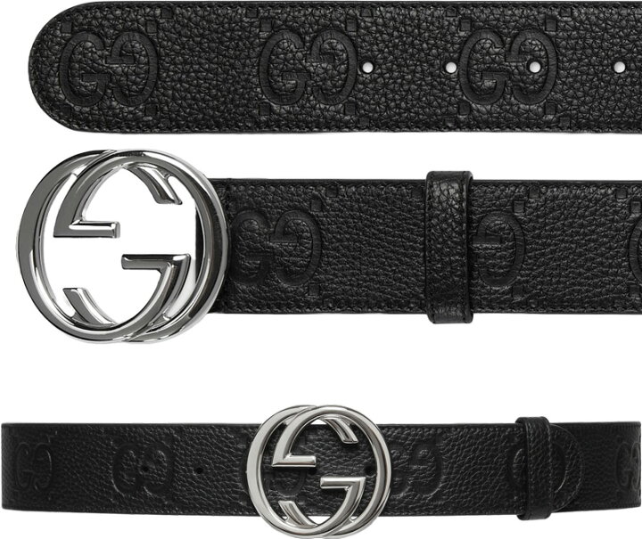 楽天市場】GUCCI グッチメンズレザーベルト ブラックインター  