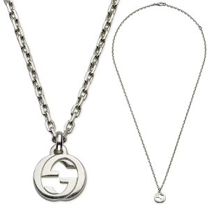 GUCCI グッチ レディース メンズペンダントネックレスロゴ刻印インターロッキングロゴプレートスターリングシルバーインターロッキングGカットアウトロゴ男女兼用 クラスプ クロージャー81