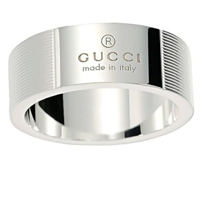 GUCCI グッチ 指輪 シンプルラインメンズ レディース ロゴ刻印ボーダーサイドライン スターリングシルバートレードマーク SILVER RING #1024 TRADEMARK8106SLオンタイムでのペアリングとしても