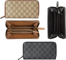 GUCCI グッチ メンズ レディース小銭入れ付きラウンドファスナー長財布GGパターン コーティングファブリック ブラック ベージュダークグレー ブラウンGGエンブレムロゴ FAD6M10009786BEBRGG柄コーティングキャンバスラウンドジップウォレット