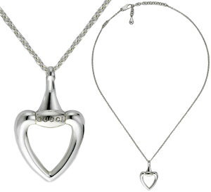 GUCCI グッチ レディースハートペンダントトップネックレスチェーンオープンハート スターリングシルバーカットアウトハート ペンダントGUCCI エングレービングロゴ8106SL PENDANT HEART NECKLACE