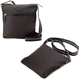 GUCCI グッチ ショルダーバッグブラック GGナイロン斜め掛けショルダーバックエンボスロゴレザータグフロントファスナーポケットグレーウェブラインGGスプリームキャンバス 鞄 カバン 8615BKGY SHOULDER BAG