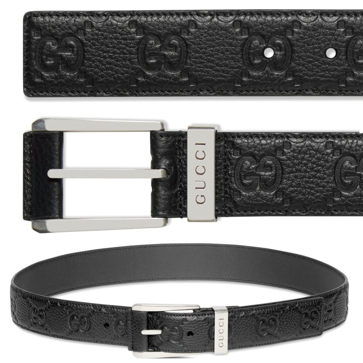楽天市場】GUCCI グッチ メンズ レザーベルトロゴ刻印メタルベルト