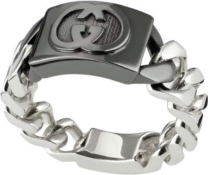 GUCCI Ob` fB[X w֊약`F[ohO ubNEhC^[bLOGv[gS_[NejEg[C^[bLOGINTERLOCKING BAND RING 8131BK