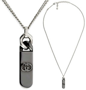 GUCCI �O�b�` �y���_���g�l�b�N���X�����Y ���f�B�[�X �I�[�o���o�[�v���[�g�C���^�[���b�L���OG �y���_���g�약�����N�X�C���O�^�O �_�[�N���e�j�E���O���[ �X�^�[�����O�V���o�[925 �K��