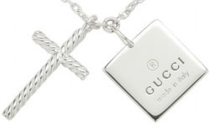 楽天市場】GUCCI グッチ ペンダントネックレスロゴ刻印スクエア 