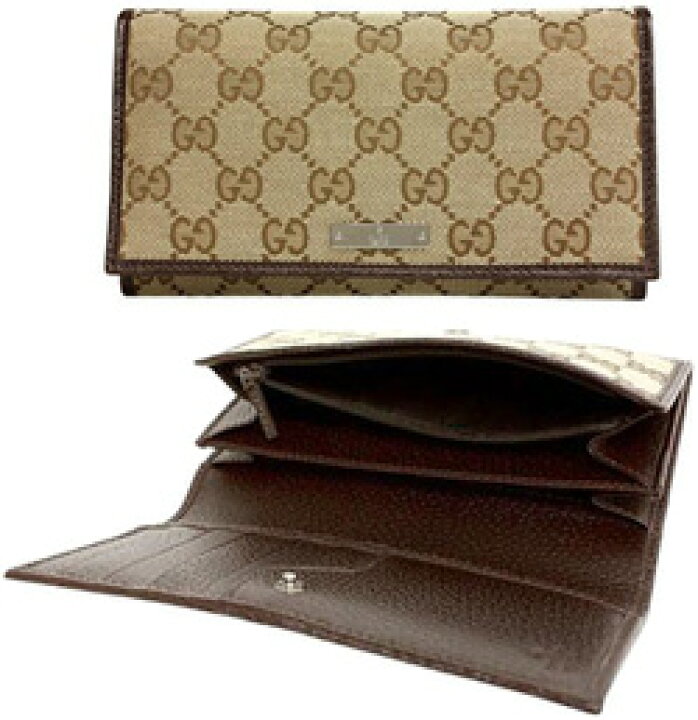 楽天市場】GUCCI グッチ小銭入れ付き二つ折り長財布GG柄 ロゴ刻印バー  
