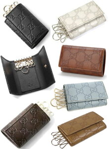 GUCCI グッチ 6連キーケースグッチシマレザー グレーライトブルーブラック ダークブラウングレー ブルー 1217 4710 2140DBRホワイト ネイビー キャメル カーキ ベージュキーホルダー ライトブラウ