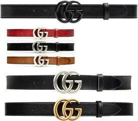 GUCCI グッチ メンズ レディースレザーベルトGGバックル ダブルGバックルブラウン レッド ブラック ダークネイビーパラジウムトーンシルバー レジンブラックユニセックス 85cm 90cm 95cm BKBKGU314022 GGMARMONTTHIN10006438RE2535BR4009NV