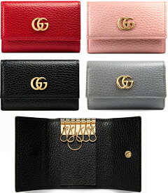 GUCCI グッチ ミニGGロゴ6連キーケース 刻印ロゴGGプチマーモントブラック レッド グレー ピンクライトブルー アイボリー ピンク ベージュ型押しカーフレザー アンティークゴールドメンズ レディースカーフスキンレザーキーホルダー