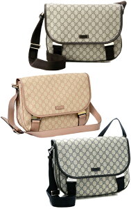 GUCCI �O�b�` ���b�Z���W���[�o�b�OGG�v���X×���U�[ �V�����_�[�o�b�OGG�� PVC�R�[�e�B���O�L�����o�X ���S�v���[�g�x�[�W�� �l�C�r�[�u���[ ���[�Y�s���N �_�[�N�u���E��BAG �o�b�N �� �J�o��