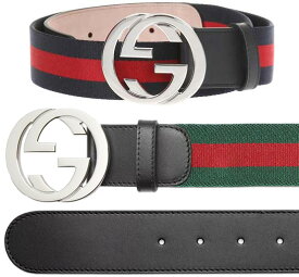 GUCCI グッチ ウェブラインベルトダブルGバックル ブラックインターロッキングロゴ ダークネイビー ウェビングライン レッドライン8497DNVRE1060GNRE メンズ レディース男女兼用 ユニセックスグリーン SIGNATURE WEB BELT