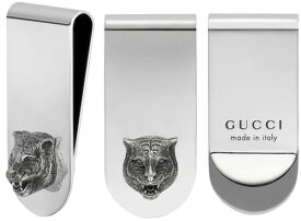 GUCCI グッチ マネークリップ3Dキャットヘッド 刻印ロゴタイガー スターリングシルバートラ 虎 サイフ 財布 さいふブラックフィニッシュ仕上げ立体 猫 アニマリエCAT HEAD 0701SLお財布を持ち歩きたくない方へ