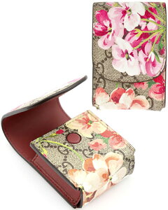 GUCCI グッチ シガレットケースPVCコーティングGGキャンバス小物入れ 煙草入れベージュ×ダークブラウンフラワーGGスプリームキャンバス タバコケースアレッサンドロミケーレGG柄×花柄 GG SUPRE