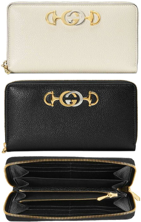 楽天市場】GUCCI グッチ小銭入れ付きラウンドファスナー長財布ホースビットインターロッキングGロゴブラック ホワイト グレインレザー ロングジップウォレットシャイニーゴールド×シルバートーンメタルミックス 10009022WH : kaminorth