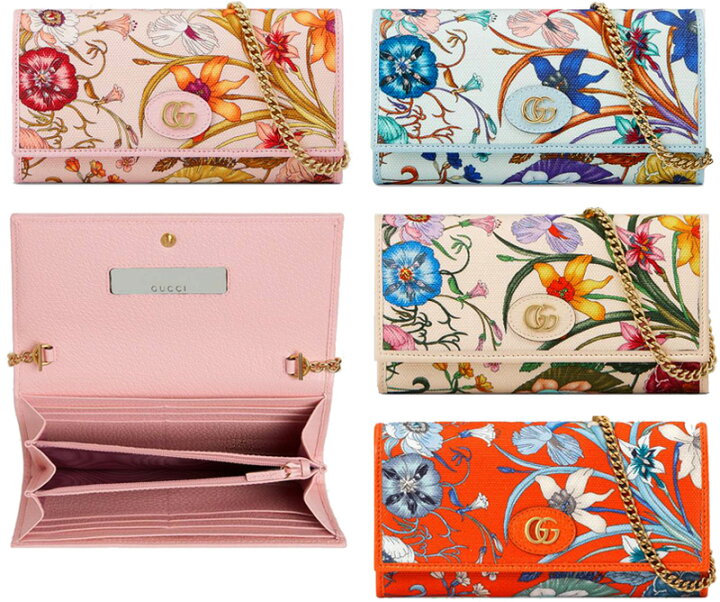 楽天市場】GUCCI グッチ 小銭入れ付き2つ折長財布 ダブルGロゴ花柄  