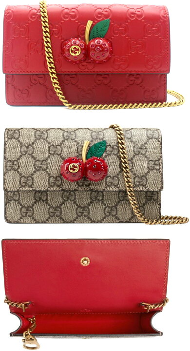楽天市場】GUCCI グッチGGロゴクリスタルチェリーチェーンミニ  