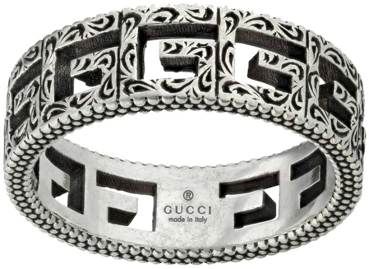 楽天市場】GUCCI グッチ リングアラベスクパターンスクエアGエイジング 