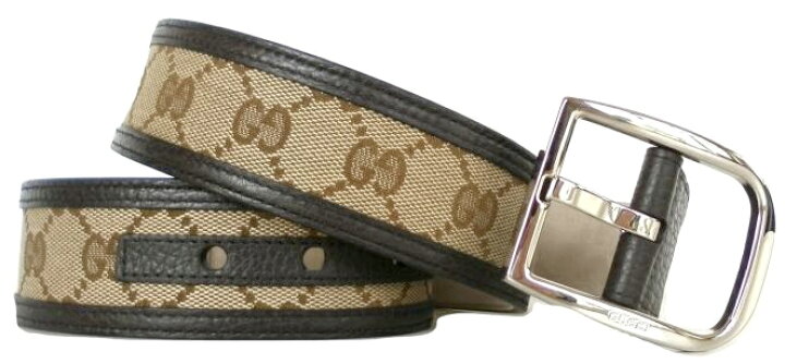 楽天市場】GUCCI グッチメンズレザーベルトGGキャンバス×型押しレザー 