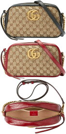 GUCCI グッチ斜めがけショルダーバッグGGキャンバス×GGマーモントベージュ×ブラック ×レッドダイアゴナルキルティングダブルGGゴールド レザートリムクロスボディバッグ 8561RE9772BK バック 鞄 カバン かばん