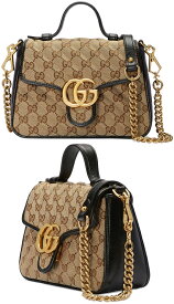 GUCCI グッチ斜めがけショルダーバッグGGキャンバス×GGマーモントベージュ×ダークブラウンダイアゴナルキルティングブラックパイピングレザートリムクロスボディバッグ 9772BEBK バック 鞄 カバン かばんダブルGGゴールド