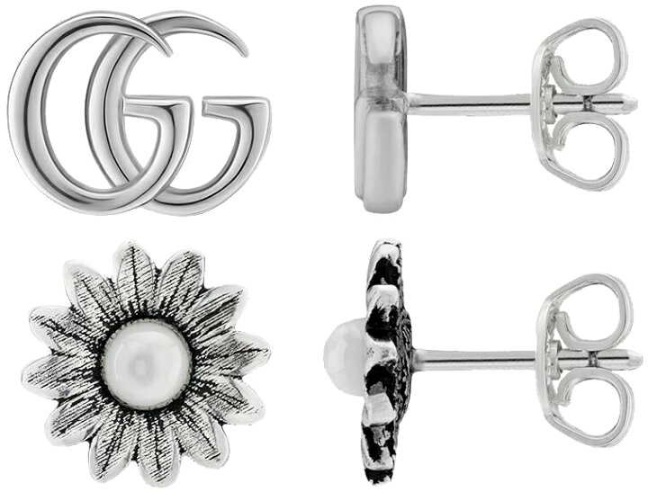 楽天市場】GUCCI グッチ ダブルG＆フラワーアシンメトリー ピアス  