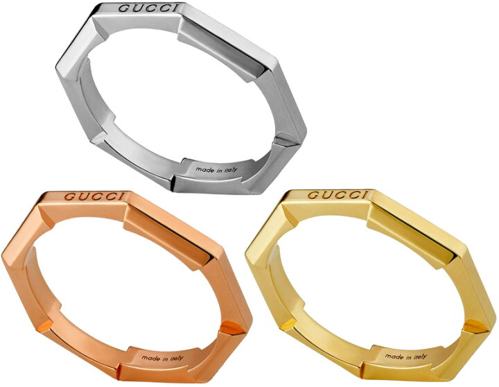 楽天市場】GUCCI グッチ ロゴ刻印リングホワイトゴールド ピンク  