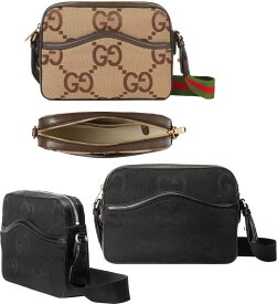 GUCCI グッチ メッセンジャーバッグジャンボGGキャンバス×レザー斜め掛けショルダーバッグベージュ×エボニーブラウン ブラックマグネットクロージャー付き ポケットGGパターン 鞄 レザートリムコットンリネンライニングJUMBO2570BEFABRP1000