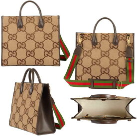 GUCCI グッチ 2WAYトートバッグGGパターン インターロッキングGロゴキャメルベージュ×エボニーブラウンGGスプリームキャンバス ショルダーバッグブラウンレザートリム コットンリネンライニング 鞄 カバン BAG レディース JUMBO2570BEDBR