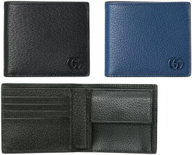 GUCCI グッチ ダブルGロゴ小銭入れ付き二つ折り財布ダブルGロゴ GGマーモントブラック ロイヤルブルー カーフレザーワントーンレジンGGロゴミニマルウオレット コインウォレットモアレライニング10004236RBL2つ折り財布