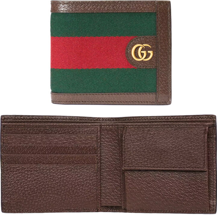 楽天市場】GUCCI グッチメンズ 小銭入れ付き2つ折財布グリーン×レッド 