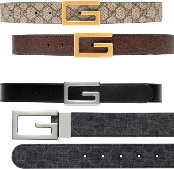 楽天市場】GUCCI グッチ メンズリバーシブル レザーベルトスクエアG  